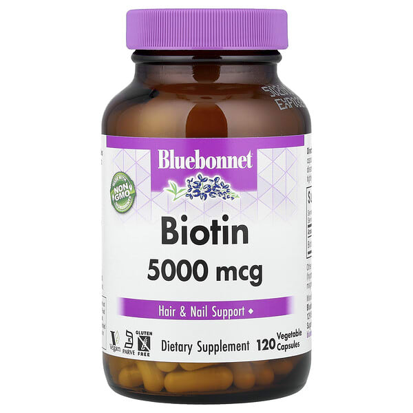 blb00448_v_29.jpg Биотин, 5000 мкг, 120 растительных капсул — Bluebonnet Nutrition
