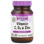 витамины C, D3 и цинк, 50 растительных капсул — Bluebonnet Nutrition