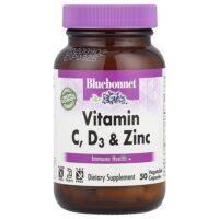 витамины C, D3 и цинк, 50 растительных капсул — Bluebonnet Nutrition