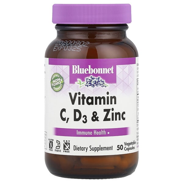 blb00555_v_24.jpg витамины C, D3 и цинк, 50 растительных капсул — Bluebonnet Nutrition