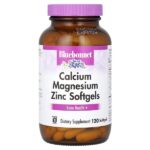 кальций, магний, цинк, 120 мягких желатиновых капсул — Bluebonnet Nutrition