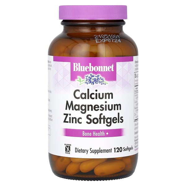 blb00701_v_21.jpg кальций, магний, цинк, 120 мягких желатиновых капсул — Bluebonnet Nutrition