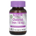 железо в хелатной форме, 18 мг, 90 растительных капсул — Bluebonnet Nutrition