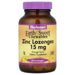 EarthSweet®, жевательные таблетки с цинком, апельсин, 60 пастилок — Bluebonnet Nutrition