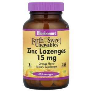 EarthSweet®, жевательные таблетки с цинком, апельсин, 60 пастилок — Bluebonnet Nutrition