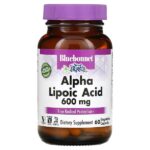 Альфа-липоевая кислота, 600 мг, 60 растительных капсул — Bluebonnet Nutrition