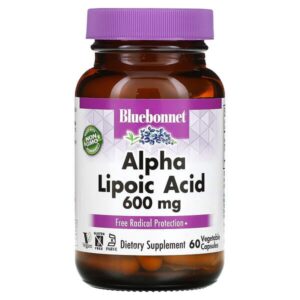 Альфа-липоевая кислота, 600 мг, 60 растительных капсул — Bluebonnet Nutrition
