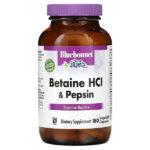 Бетаина гидрохлорид, с пепсином, 180 растительных капсул — Bluebonnet Nutrition
