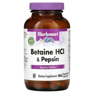 Бетаина гидрохлорид, с пепсином, 180 растительных капсул — Bluebonnet Nutrition