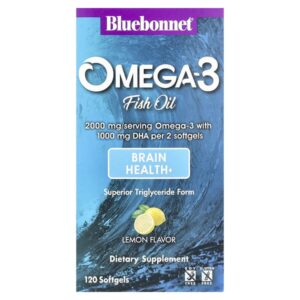 Рыбий жир с омега-3, лимон, 120 мягких таблеток — Bluebonnet Nutrition