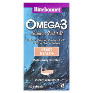 Рыбий жир лосося с омега-3, 1000 мг, 180 мягких таблеток — Bluebonnet Nutrition