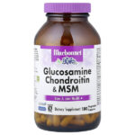 глюкозамин, хондроитин и МСМ, 180 вегетарианских капсул — Bluebonnet Nutrition
