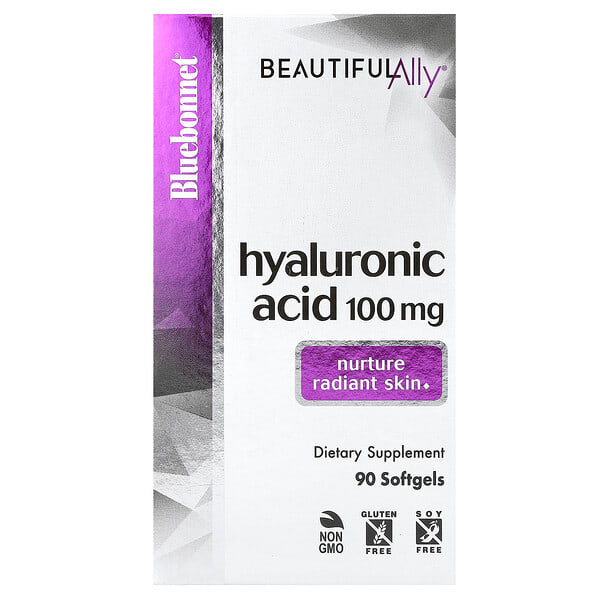 blb01512_v_81.jpg Beautiful Ally, гиалуроновая кислота, 100 мг, 90 мягких таблеток — Bluebonnet Nutrition