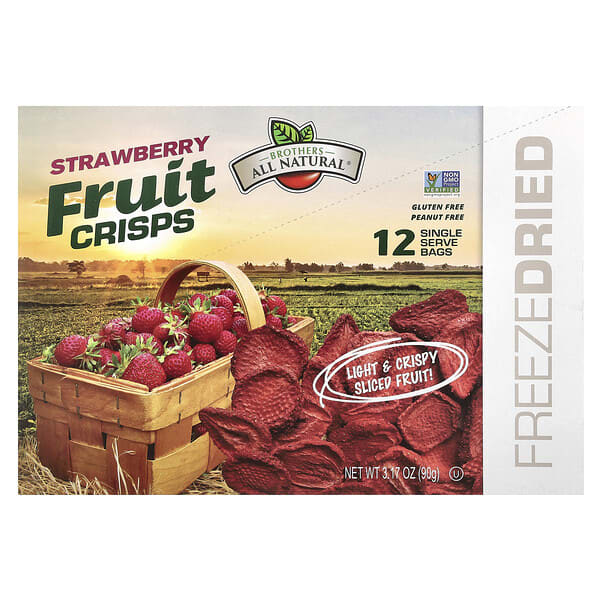 bln00059_v_75.jpg Fruit Crisps, клубника, 12 пакетиков на одну порцию, 7,5 г (0,26 унции) — Brothers-All-Natural
