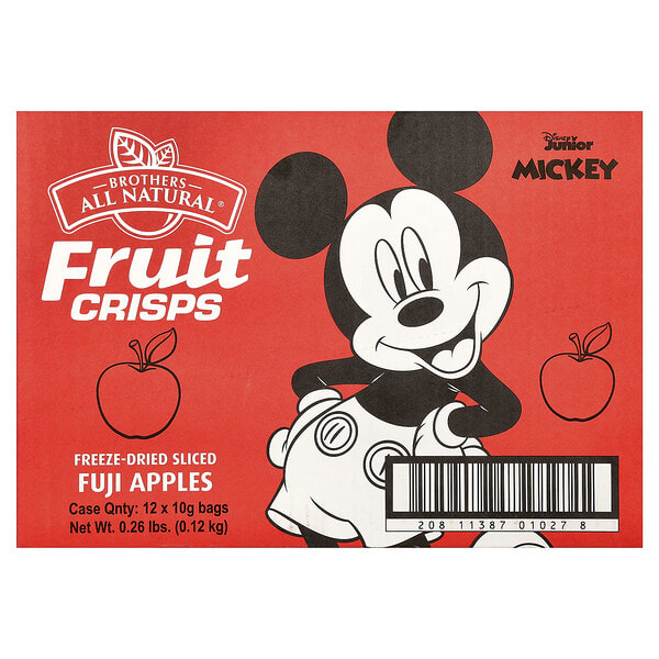 bln01068_v_18.jpg фруктовые чипсы, яблоки Фуджи, Disney Junior, 12 пакетиков по 10 г (0,32 унции) — Brothers-All-Natural