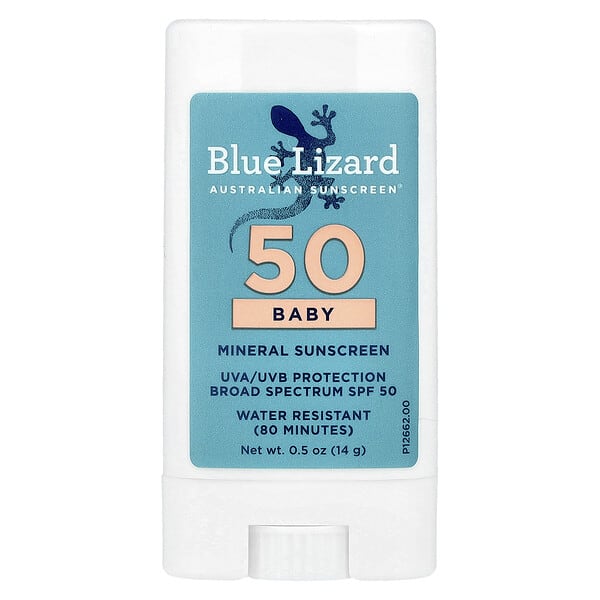 blz01105_v_25.jpg Baby Mineral Sunscreen Stick, SPF 50, 0.5 oz (14 g) — Blue Lizard Australian Sunscreen