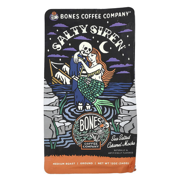 bnc26192_v_8.jpg Salty Siren, мокко с морской соленой карамелью, молотый, средняя обжарка, 340 г (12 унций) — Bones Coffee Company