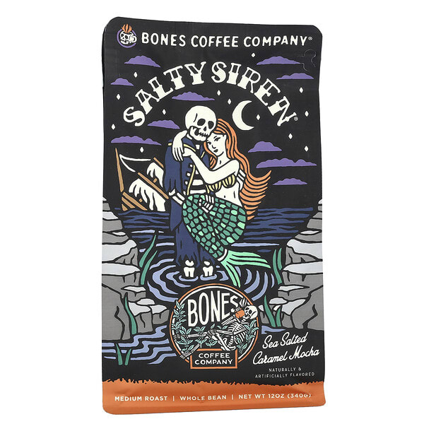 bnc26193_v_8.jpg Salty Siren, мокко с морской соленой карамелью, цельные бобы, средняя обжарка, 340 г (12 унций) — Bones Coffee Company