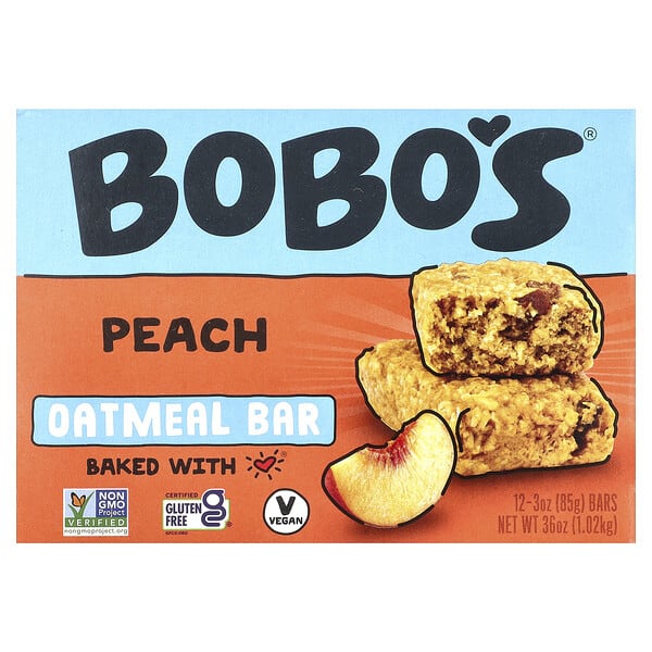 bob00024_v_38.jpg Овсяные батончики с персиком, 12 батончиков, 85 г (3 унции) — Bobo's Oat Bars