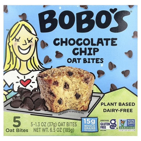 bob00033_v_38.jpg овсяные батончики, с шоколадной крошкой, 5 шт. по 37 г (1,3 унции) — Bobo's Oat Bars