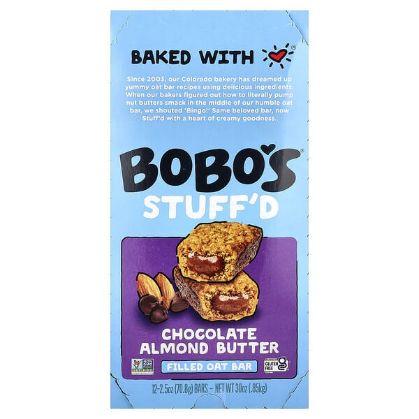 bob00101_v_39.jpg овсяный батончик с начинкой, шоколад и миндальная паста, 12 батончиков по 70,8 г (2,5 унции) — Bobo's Oat Bars