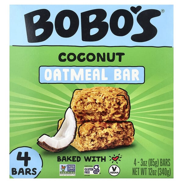 bob00183_v_38.jpg овсяный батончик, кокос, 4 батончика по 85 г (3 унции) — Bobo's Oat Bars