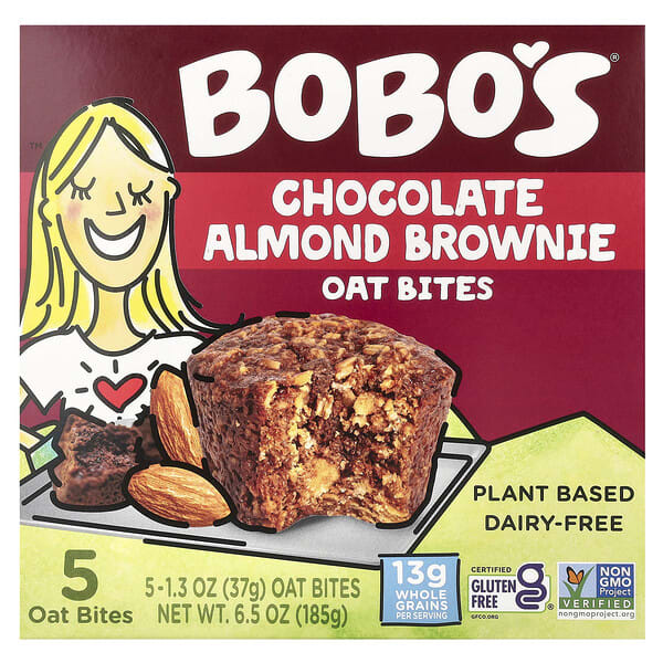 bob00347_v_39.jpg Овсяные кусочки с шоколадом и миндалем, 5 кусочков по 37 г (1,3 унции) — Bobo's Oat Bars
