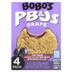 PB & Js, виноград, 4 батончика по 60 г (2,1 унции) — Bobo's Oat Bars