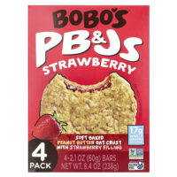 PB & Js, клубника, 4 упаковки по 60 г (2,1 унции) — Bobo's Oat Bars