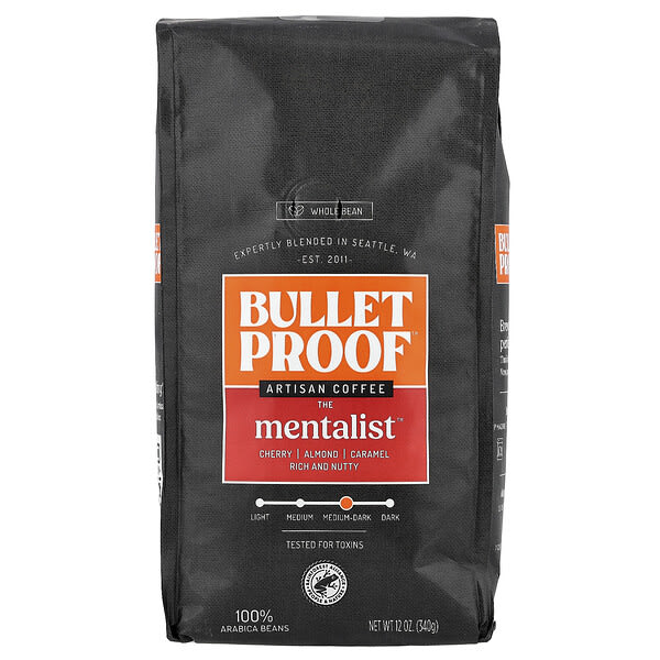 bpf02132_v_62.jpg Artisan Coffee, The Mentalist™, кофе в цельных зернах, средняя-темная обжарка, 340 г (12 унций) — BulletProof