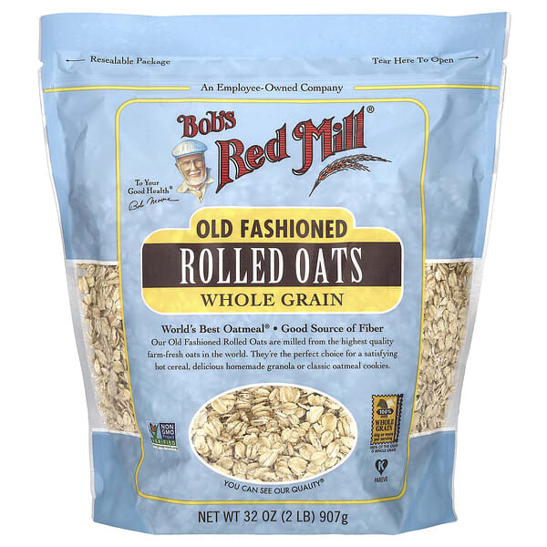 brm04154_v_12.jpg Old Fashioned Rolled Oats, цельнозерновые, 907 г (32 унции) — Bob's Red Mill