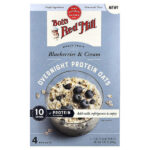 Overnight Protein Oats, цельнозерновые продукты, голубика и сливки, 4 пакетика по 60 г (2,12 унции) — Bob's Red Mill