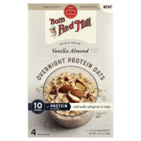 Overnight Protein Oats, цельнозерновые продукты, ваниль и миндаль, 4 пакетика по 60 г (2,12 унции) — Bob's Red Mill