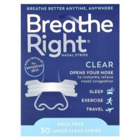 Полоски для носа, большие, 30 прозрачных полосок — Breathe Right