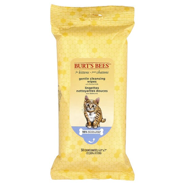 brt76461_v_5.jpg нежные очищающие салфетки с пахтой, для котят, 50 шт. — Burt's Bees