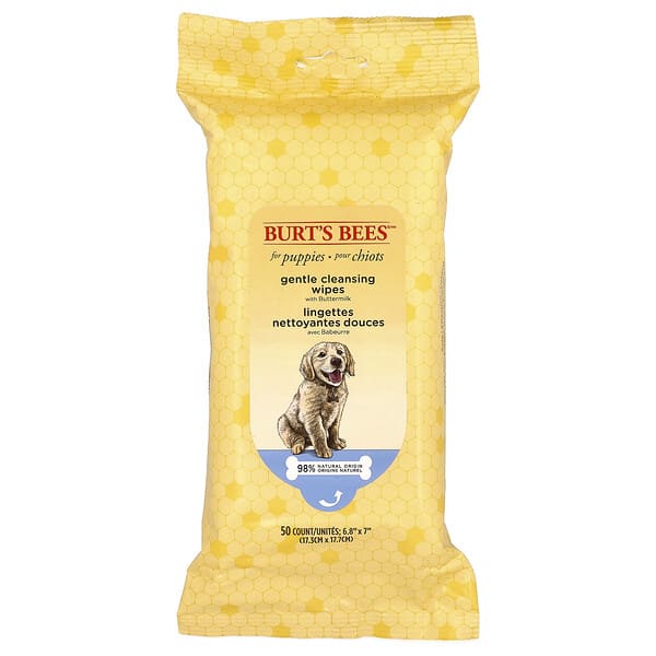 brt76468_v_5.jpg нежные очищающие салфетки с пахтой, для щенков, 50 шт. — Burt's Bees
