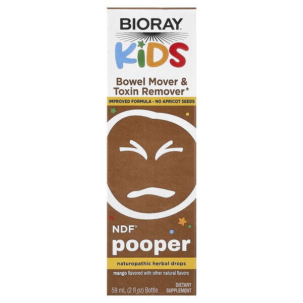 bry16010_v_37.jpg Kids, NDF® Pooper, добавка для очищения кишечника, манго, 59 мл (2 жидк. унции) — Bioray