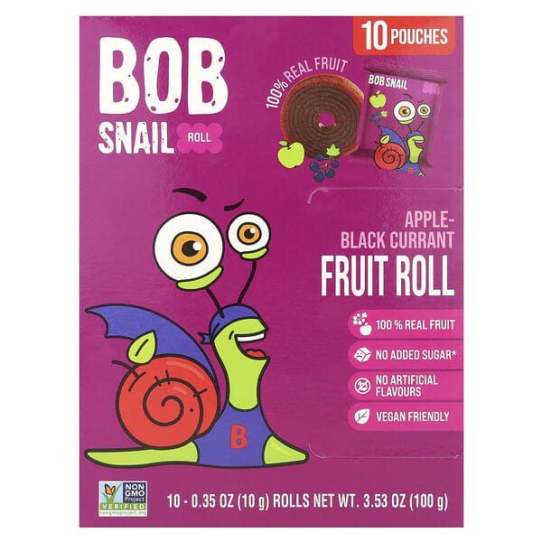 bsl66939_v_37.jpg Fruit Rolls, яблоко и черная смородина, 10 пакетиков по 10 г (0,35 унции) — Bob Snail