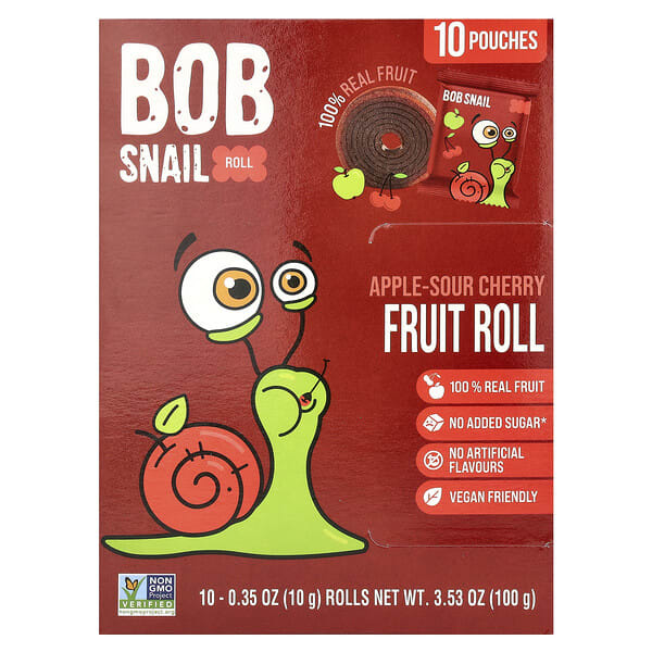 bsl66959_v_37.jpg Fruit Rolls, яблоко-вишня, 10 пакетиков по 10 г (0,35 унции) — Bob Snail