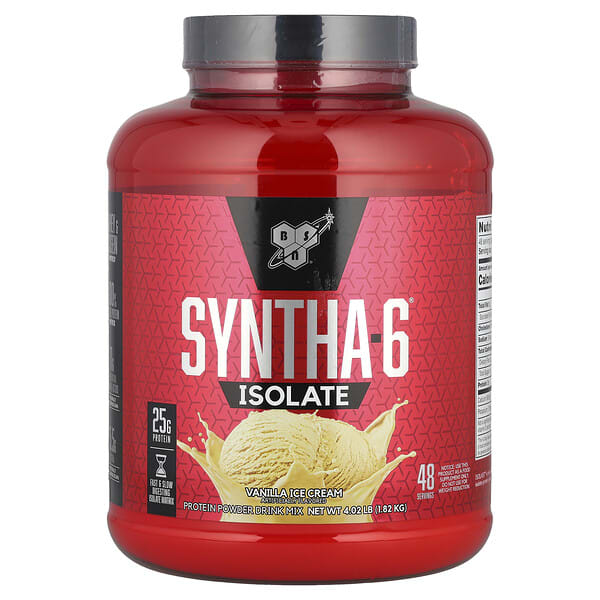 bsn07610_v_45.jpg Изолят Syntha-6, порошковая белковая смесь для напитков, ванильное мороженое, 4,02 фунта (1,82 кг) — BSN