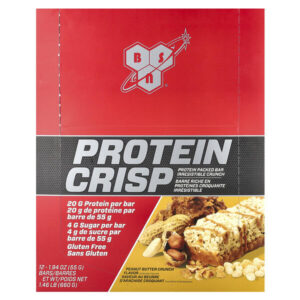 Protein Crisp, кранч с арахисовой пастой, 12 батончиков, 56 г (1,97 унции) каждый — BSN