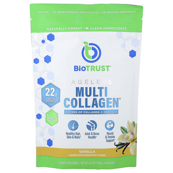 bsr96116_v_6.jpg Ageless Multi Collagen®, с ванильным вкусом, 246 г (8,67 унции) — BioTRUST