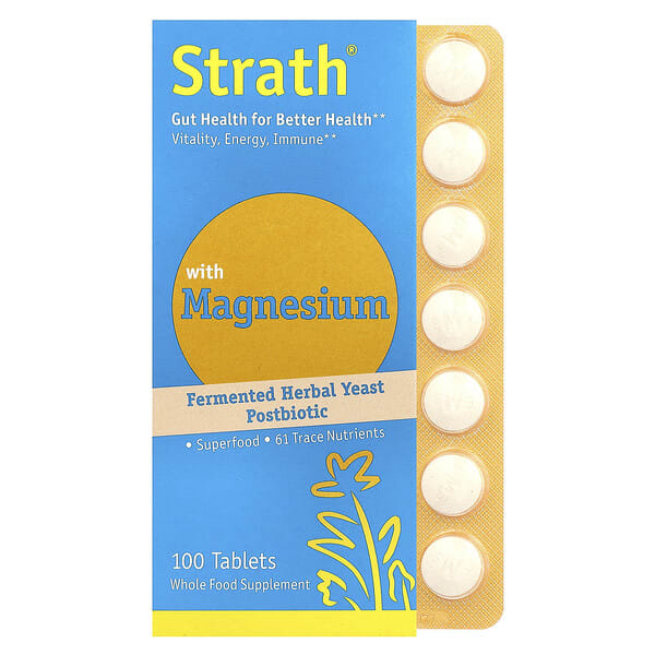 bst01315_v_18.jpg Bio-Strath, Постбиотик из ферментированных травяных дрожжей, с магнием, 100 таблеток