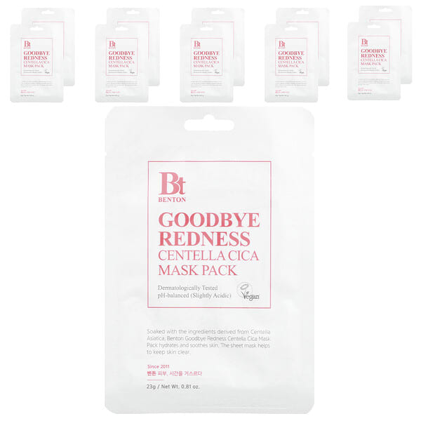 btn99032_v_77.jpg Goodbye Redness Centella Cica, маска для лица, 10 шт. по 23 г (0,81 унции) — Benton