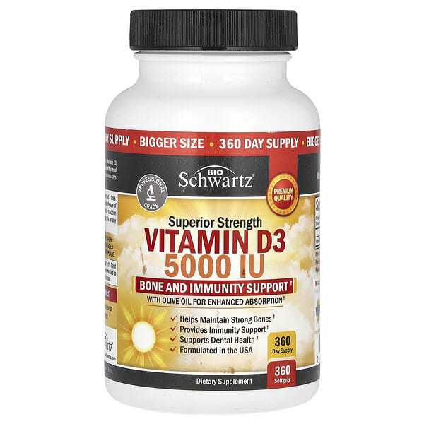 btz75119_v_29.jpg Superior Strength, витамин D3, 5000 МЕ, 360 мягких таблеток — BioSchwartz