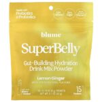 SuperBely, смесь для приготовления гидратации кишечника в порошке, со вкусом лимона и имбиря, 15 пакетиков по 4 г (0,14 унции) — Blume