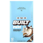 Puff, протеиновые батончики, кокос, 12 батончиков по 40 г (1,41 унции) — Built