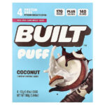 Puff, протеиновые батончики, кокос, 4 шт. по 40 г (1,41 унции) — Built