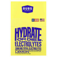 Hydrate or Die®, смесь для приготовления электролитического напитка, со вкусом лимона, 20 пакетиков по 12,1 г (0,43 унции) — BUBS Naturals