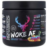 Wake AF®, ноотропный предтренировочный комплекс, Майами, клубника, манго и ананас, 246 г (8,7 унции) — Bucked Up